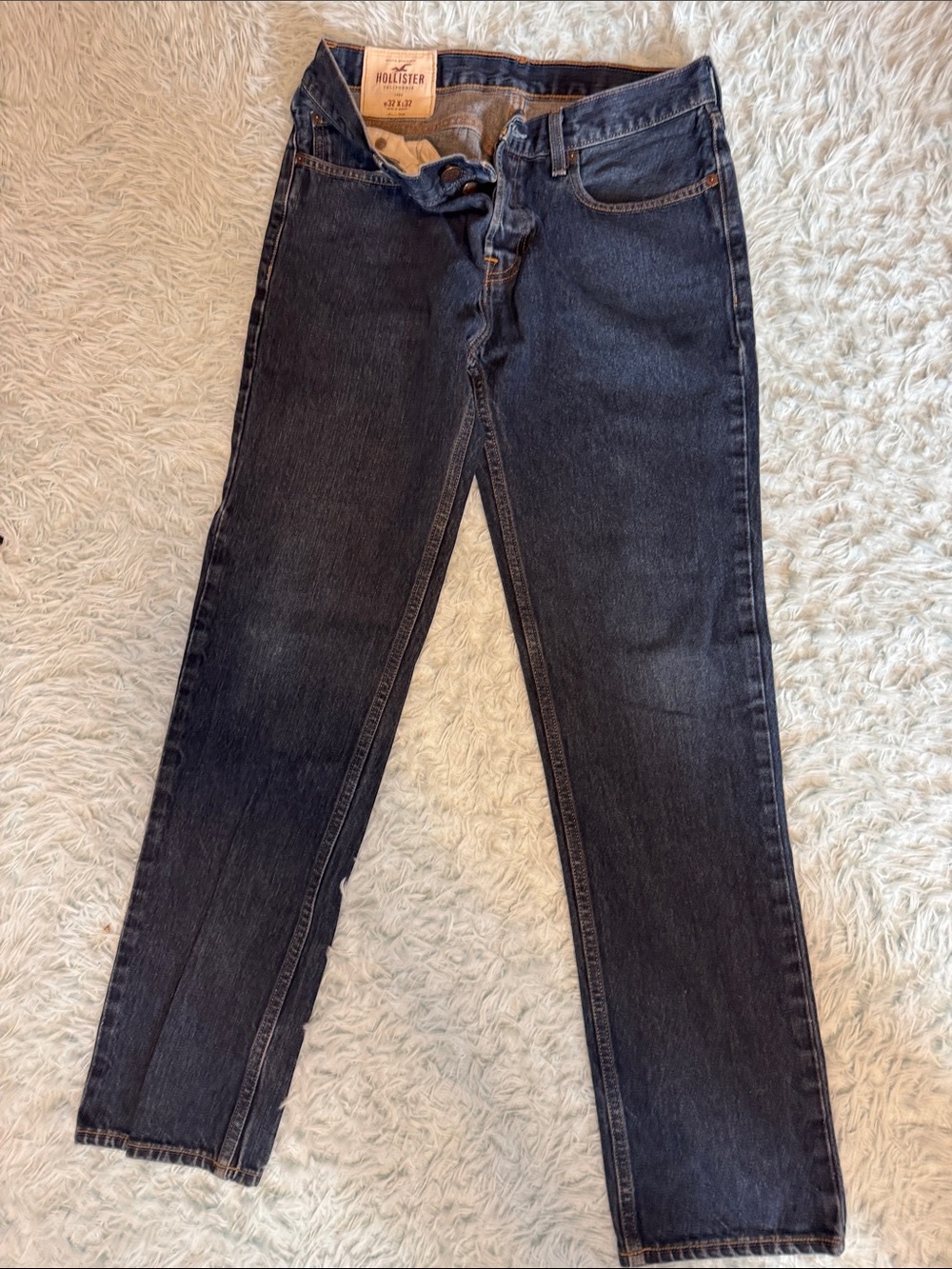 Hollister button fly mens Dark Wash Straight Leg Jeans 32x32